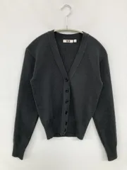 UNIQLO U ユニクロユー カーディガン/ボレロ M グレー ウール・ニット 無地 ショート丈 長袖