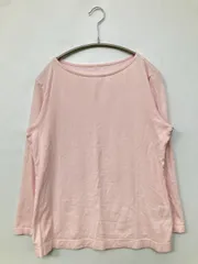 UNIQLO ユニクロ Tシャツ/カットソー L ピンク 無地 ミドル丈 長袖 ボートネック