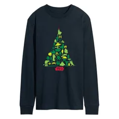 スター ウォーズ メンズ トップス Tシャツ グラフィック Menstar Wars Christmas Tree Silhouette Long Sleeve Graphic Tee Navy ネイビー