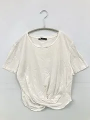 ZARA ザラ Tシャツ/カットソー USA M ホワイト 無地 ショート丈 半袖 クルーネック(丸首)