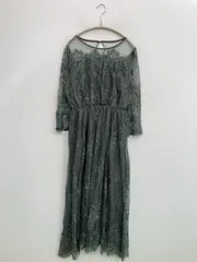 LACE LADIES レースレディース ドレス S グリーン レース 半端袖 ロング・マキシ丈 フレア