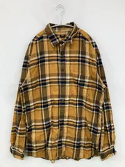 UNIQLO ユニクロ シャツ/ブラウス L イエロー コットン チェック柄 長袖 ミドル丈 レギュラーカラー