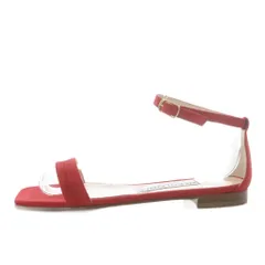 ネブローニ Nebuloni BEAMS 別注 ストラップ フラットサンダル スクエアトゥ スエード 36 レッド /YO21