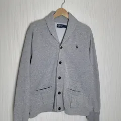 95-100 ポロ スウェット カーディガン ショールカラーネック グレーメランジ Ralph Lauren