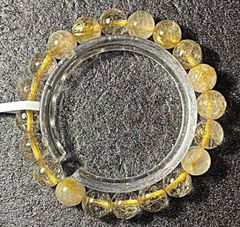高透明 ゴールドルチルクォーツ ブレスレット 8mm 内径16cm 金針密集