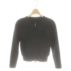 フォクシー FOXEY Knit Top Message カーディガン ニット ジップアップ 長袖 38 ブラック 43276 /DF ■OS