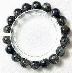 ブラックトルマリンインクォーツ ブレスレット 10mm珠 内周16cm EU製