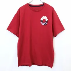 古着 ノーティカ NAUTICA Tシャツ カットソー 両面プリントロゴ 英字 半袖 丸首 クルーネック 綿100% コットン M レッド 赤 メンズ 男性
