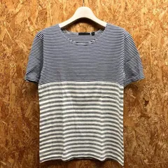 【中古】[印象BC] 【日本製】 HARE ハレ メンズ M ホワイト×オフホワイト×ブルー×ヘザーグレー 綿100% HARE Tシャツ ボーダー 半袖 ラウンドネック カットソー 日本製