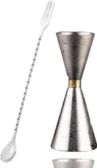 【未使用品】カクテル セット ジガーカップ 目盛り付きカクテルシェイカー メジャーカップ 30ml/45ml スプーン 30cm カクテル作りカクテルシェイカー バー (メジャーカップ+スプーン)