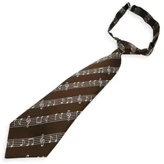 【新品】 [クインテット] 日本製 音符柄 キッズ ネクタイ 子供 ワンタッチ 子ども用 音楽柄 卒園式 入学式 卒業式 発表会 ステージ衣装 03-0511 (ブラウン/シルバー, トドラーサイズ)
