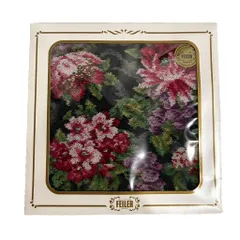 フェイラー FEILER ハンドタオル ハンカチ 花柄 黒 ブラック ■GY99