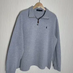 L ポロ ハーフジップアップ スウェットTシャツ グレー ラルフローレン