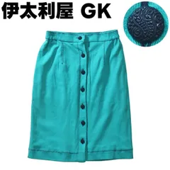 【ビジューボタン】 伊太利屋GK ミディ丈 タイトスカート 9 エメラルドグリーン ♪
