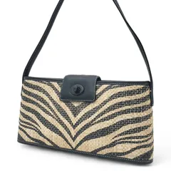 COACH コーチ ワンショルダー ショルダーバッグ ハンドバッグ ターンロック かごバッグ ストロー素材 レザー ゼブラ柄 アニマル柄 6184 肩掛け 上品 春夏バッグ おしゃれ 高級感 ナチュラル 普段使い お出掛け