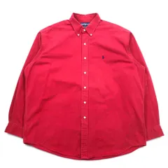 RALPH LAUREN 90年代 ボタンダウンシャツ XL レッド コットン BLAKE スモールポニー刺繍