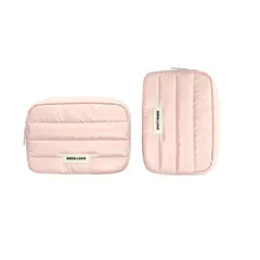 【人気商品】-ピンク 外出や旅行に最適 耐衝撃性 綿入れ 防水 軽量ポータブル 化粧品や小物収納 コスメポーチ 小さめ 点セット 2 化粧ポーチ