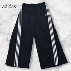 【極美品】 adidas originals アディダスオリジナルス Adilenium メガフレア トラックパンツ IV9335 ナイロン フレア ジャージ 黒 ブラック 2XL ゆったり 大きいサイズ ワイドパンツ スリット レディース B1105