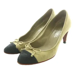 シャネル CHANEL ココマーク 切替トゥ スウェードパンプス 37 カーキ /SS ■OS