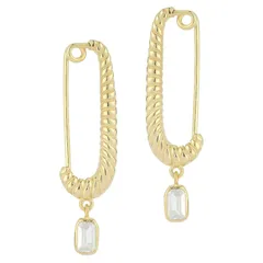 Sunkissed Sterling レディース アクセサリー ピアス・イヤリング Sunkissed Sterling Cubic Zirconia Twist Link Drop Earrings Gold Tone ゴールド