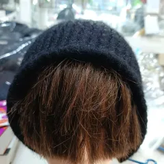 ブラックニットバケットハット冬用帽子57cm 61108