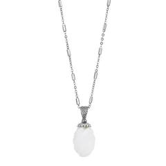 1928 レディース アクセサリー ネックレス・チョーカー・ペンダントトップ レース 1928 Silver Tone Stone Pendant Necklace White ホワイト