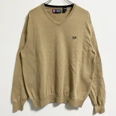 古着 used　CHAPS チャップスラルフローレン　長袖コットンニット　セーター　ロゴ刺繍　ベージュ　Lサイズ