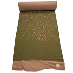 反物 秀品 小紋 葉柄 茶緑色 正絹 【中古】