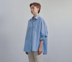 1回着用/スタイラー完了 Nothing Written Timon ストライプ コットン シャツ