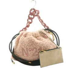 ヌメロヴェントゥーノ N°21 EVA ミニ ロゴ刺繍 クロスボディバッグ ハンド ピンク ベージュ /SS ■OS