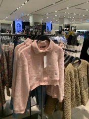 ザラ ピンク ニット クロップド カーディガン