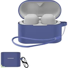 ケース For SONY WF-1000XM6 対応 ケース 紛失防止用のフックを搭載した 軽量 キズ防止 防塵 傷つきにくい 柔らかなシリカゲルのスポーツクールなデザイン 衝撃 吸収 スリム ソフト ケースカバー 落下防止保護(ブルー)