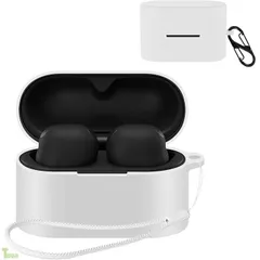 ケース For SONY WF-1000XM6 対応 ケース 紛失防止用のフックを搭載した 軽量 キズ防止 防塵 傷つきにくい 柔らかなシリカゲルのスポーツクールなデザイン 衝撃 吸収 スリム ソフト ケースカバー 落下防止保護(ホワイト)