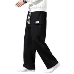 [UVERONE] スウェットパンツ メンズ カーゴパンツ ジャージ ワイドパンツ ズボン カジュアル トラックパンツ M-5XL (ブラック/3XL) [ブラック] [3XL]