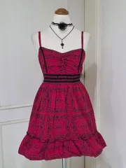 クラシック LIZ LISA ドール) 日本 ヴィンテージ 姉ギャル st レッド スカル アメカジ ゴシック ティアードワンピース