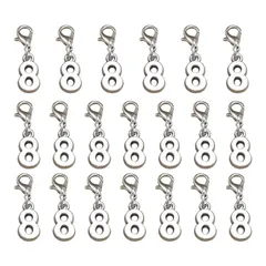 【新品】 iplusmile ナンバー チャーム 数字【8】カニカン付き 20個セット シルバー 合金 パーツ ハンドメイド アクセサリー マスクチャーム ファスナー 0