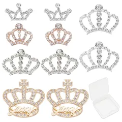 【新品】 SUNNYCLUE 10個5種 クラウン王冠ラインストーン合金ティアラクリスタルガラスビーズ小さなクラウン冠形ネックレスライトゴールドハンドメイド透かしキラキラダイヤ型ガラスストーンビーズキーホルダーアクセサリーパーツメタルパーツブラス合金チャー 1