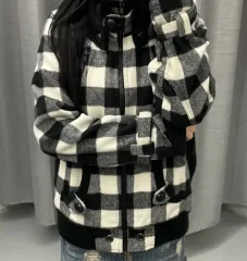 CHECK フード ジャケット (ヴィンテージ 日本人 あのちゃん風 森ガール)