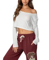 アディクテッド レディース トップス シャツ クロップド Edikted Cropped Off Shoulder Top White ホワイト