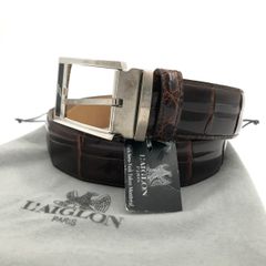 極美品 LARDINI￼ 絵になるレザーベルト 金属ブートニエール、サイズ95