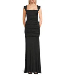 ハニーアンドロージー レディース トップス ワンピース Honey and Rosie Glitter Off The Shoulder Cowl Neck Fitted Ball Gown Black ブラック
