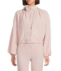 マレーラ レディース アウター コート クルーネック ジャケット Marella Millbello Rose Crew Neck Long Sleeve Jacket Pink ピンクのサムネイル