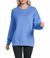 スパンク レディース アウター ニット・セーター クルーネック コットン フリース Spanx Cotton Fleece Long Sleeve Crew Neck Tunic Asterのサムネイル