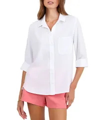 ベラダール レディース トップス シャツ Vネック ボタンダウン Bella Dahl Woven Split VNeck Long Sleeve Button Down Shirt White ホワのサムネイル