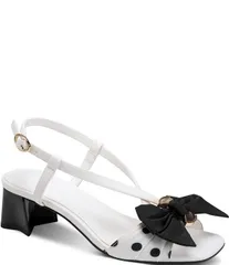 カール ラガーフェルド レディース シューズ ヒール ドット柄 ドット サンダル KARLAGERFELD PARISuttyn Polka Dot Bow Slingback Dressandalsのサムネイル