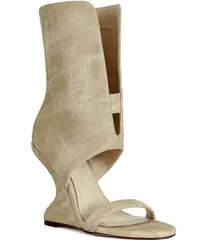アザレア ワン レディース シューズ ブーツ・レインブーツ Azalea Wang Raffaello Sculpted Wedge Mid Calf Open Toe Booties Beige ベージュ