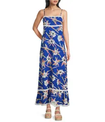 ロキシー レディース トップス ワンピース プリント ノースリーブ リネン マキシ Roxy Balmy Sunset Sleeveless Printed Linen Blend Maxi Dressurf The Web