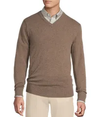ダニエル クレミュ メンズ アウター ニット・セーター Vネック セーター Cremieux Blue Label VNeck Cashmere Sweater Taupe Heather ヘザーのサムネイル