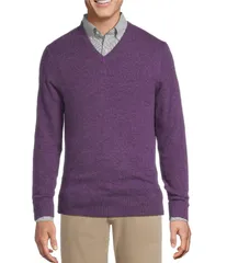ダニエル クレミュ メンズ アウター ニット・セーター Vネック セーター Cremieux Blue Label VNeck Cashmere Sweater Purple Heather ヘザーのサムネイル