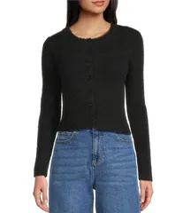 ジービー レディース アウター ニット・セーター カーディガン GB Shrunken Rib Cardigan Black ブラック